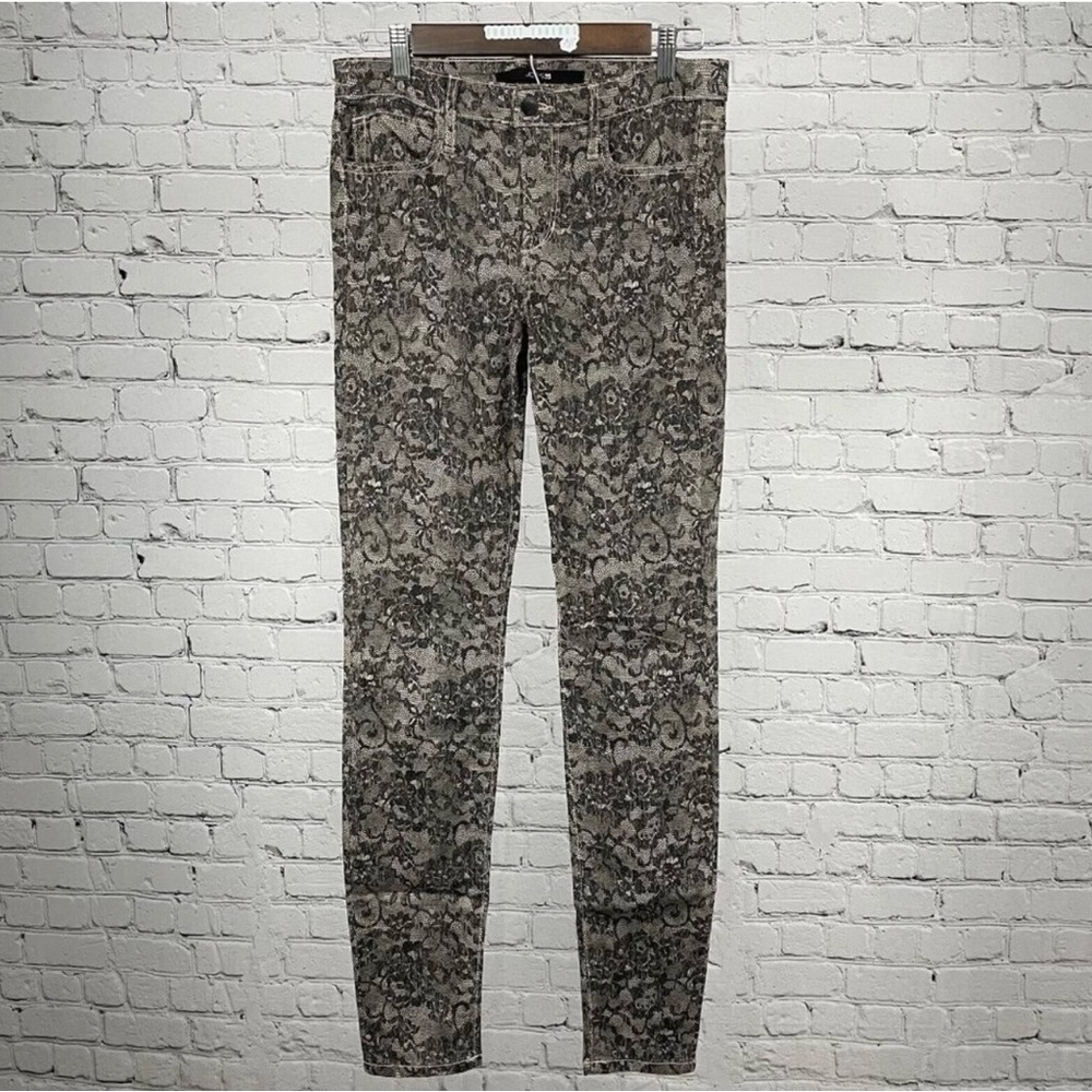 Joe’s Jeans Black Nude Lace Print Skinny Mid Rise Pants USA Made Size 28 (28x32)